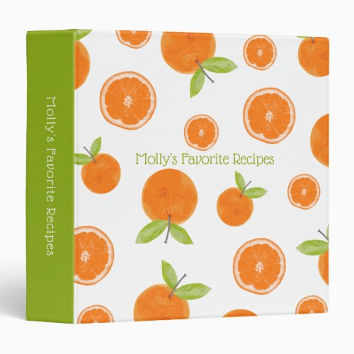 Watercolor Oranges Fruit Favorite Recipes Cookbook 3 Ring Binder
