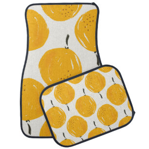 Watercolor oranges fruit hand painted illustration car floor mat