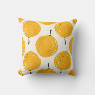 Watercolor oranges fruit hand painted illustration throw pillow