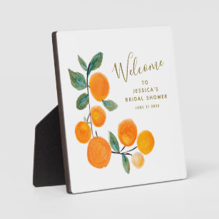 Watercolor Oranges Fruit Rustic Bridal Shower  Plaque