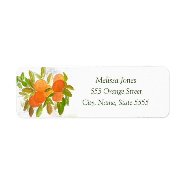 Watercolor Oranges Fruits Citrus Mediterranean  Label (Front)