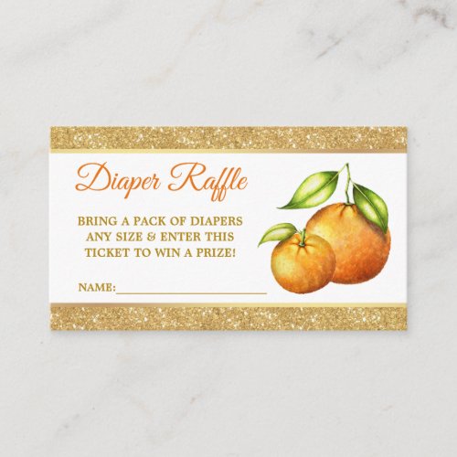 Watercolor Oranges Glitter Shower Diaper Raffle Enclosure Card