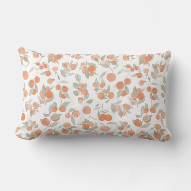 Watercolor Oranges Lumbar Pillow (Front)