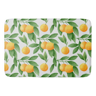 Watercolor oranges or tangerines pattern bath mat
