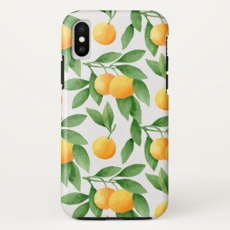 Watercolor oranges or tangerines pattern iPhone XS case