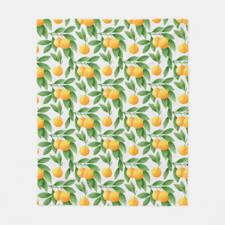 Watercolor oranges or tangerines pattern fleece blanket