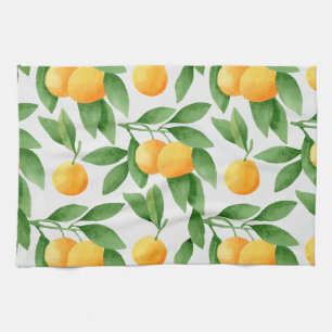 Watercolor oranges or tangerines pattern kitchen towel