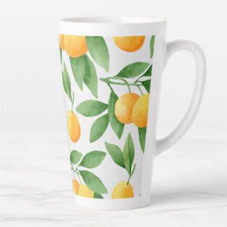 Watercolor oranges or tangerines pattern latte mug