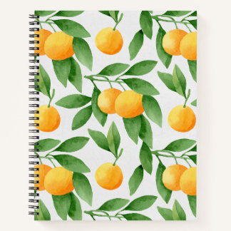 Watercolor oranges or tangerines pattern notebook