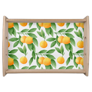 Watercolor oranges or tangerines pattern serving tray