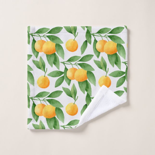 Watercolor oranges or tangerines pattern wash cloth (Wash Cloth)