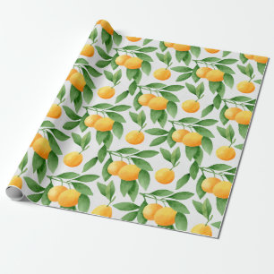 Watercolor oranges or tangerines pattern wrapping paper