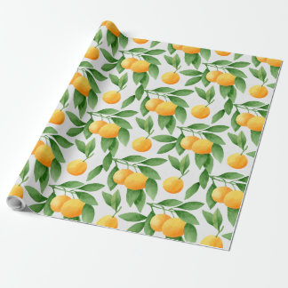 Watercolor oranges or tangerines pattern wrapping paper