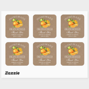 Watercolor Oranges Orangecello Wedding Kraft Square Sticker
