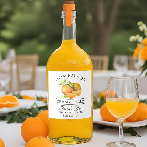 Watercolor Oranges Orangecello Wedding Thank You Liquor Bottle Label