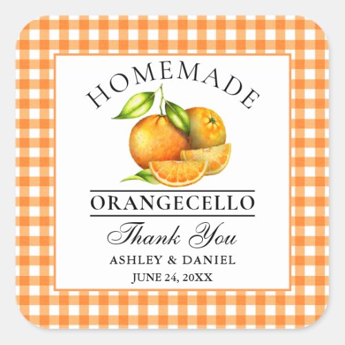 Watercolor Oranges Orangecello Wedding Thank You Square Sticker