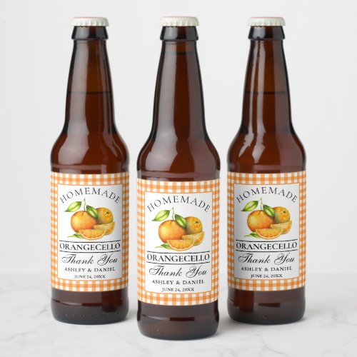 Watercolor Oranges Orangecello Wedding Thanks Beer Bottle Label