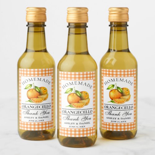 Watercolor Oranges Orangecello Wedding Thanks Mini Wine Label