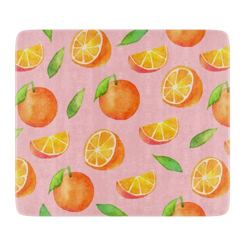 Watercolor Oranges Pattern Cutting Board