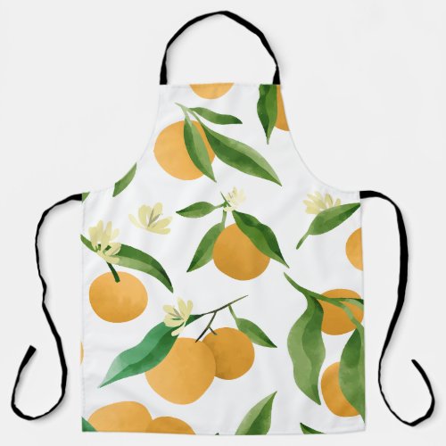 Watercolor oranges pattern design apron