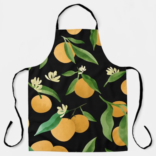 Watercolor oranges pattern design apron