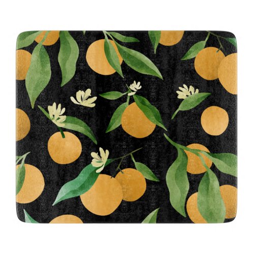 Watercolor oranges pattern design cutting board