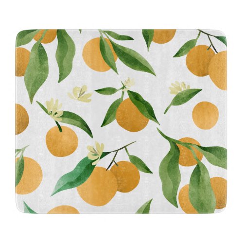 Watercolor oranges pattern design cutting board