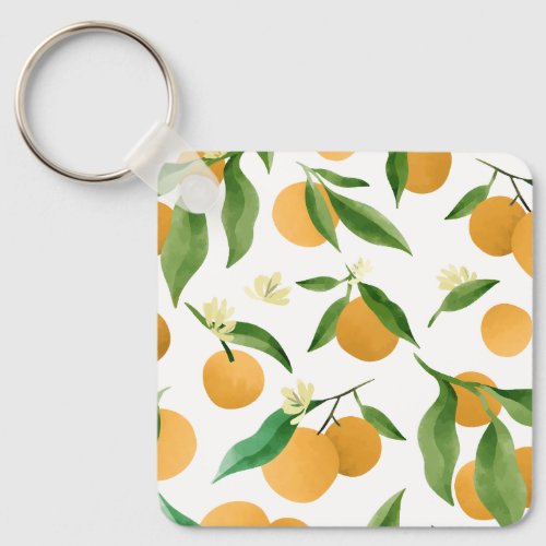 Watercolor oranges pattern design keychain