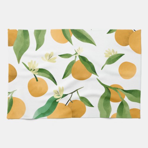 Watercolor oranges pattern design kitchen towel