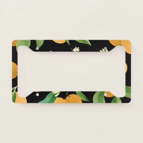 Watercolor oranges pattern design license plate frame