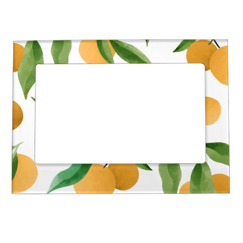 Watercolor oranges pattern design magnetic frame