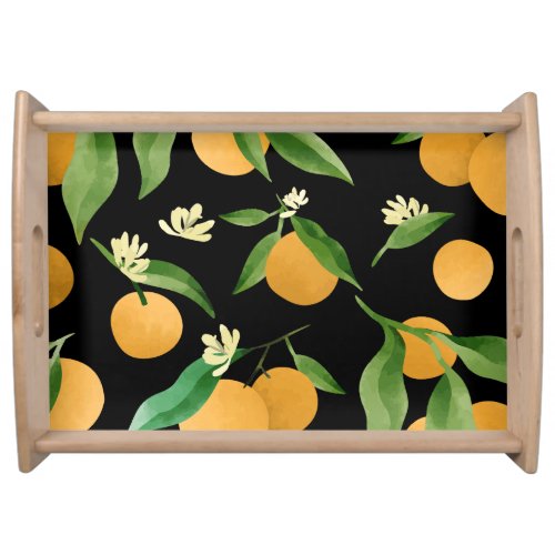 Watercolor oranges pattern design serving tray