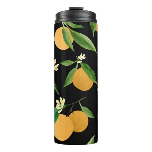 Watercolor oranges pattern design thermal tumbler