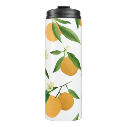 Watercolor oranges pattern design thermal tumbler