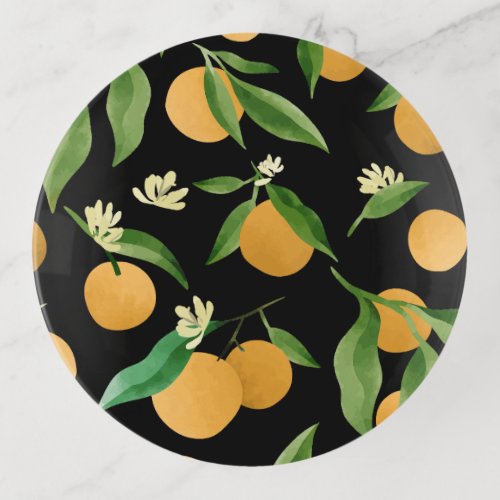 Watercolor oranges pattern design trinket tray