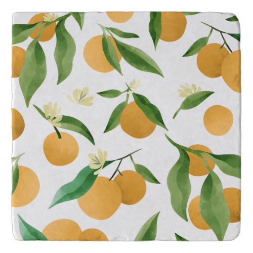 Watercolor oranges pattern design trivet