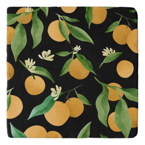 Watercolor oranges pattern design trivet