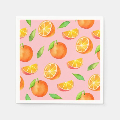 Watercolor Oranges Pattern Napkins