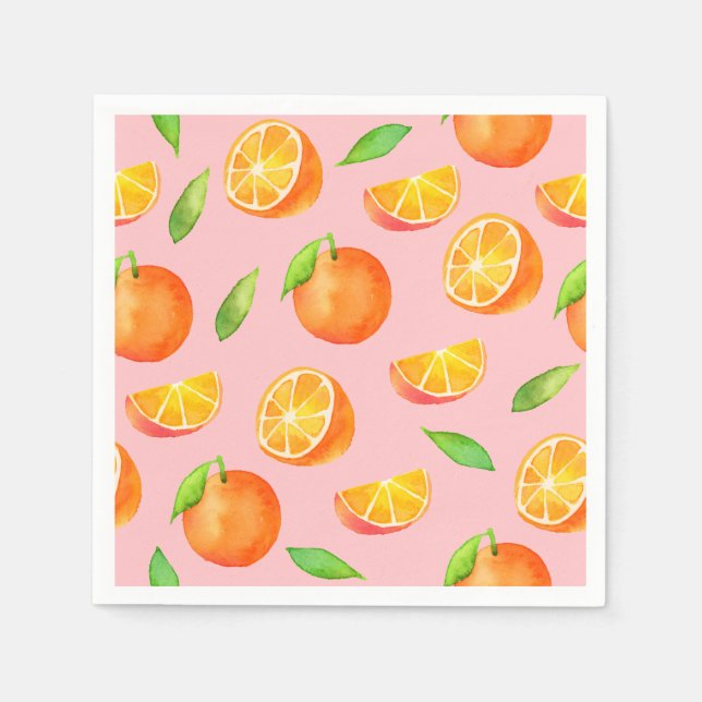 Watercolor Oranges Pattern Napkins (Front)