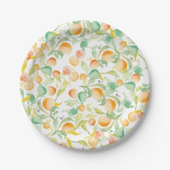 Watercolor Oranges Pattern Paper Plates by KeikoPrints at Zazzle