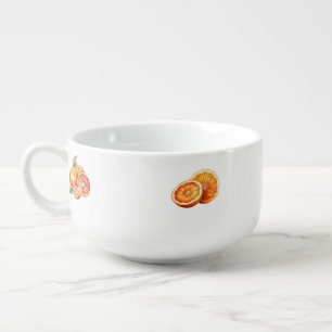 Watercolor Oranges Tropical Soup Mug