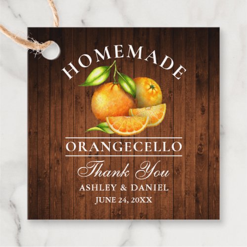 Watercolor Oranges Wood Orangecello Wedding Favor Tags