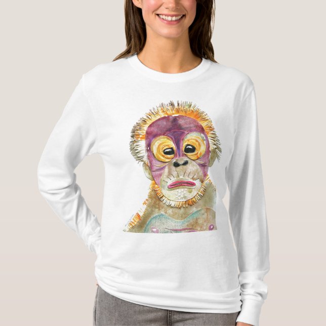 Watercolor ORANGUTAN cutting T-Shirt (Front)