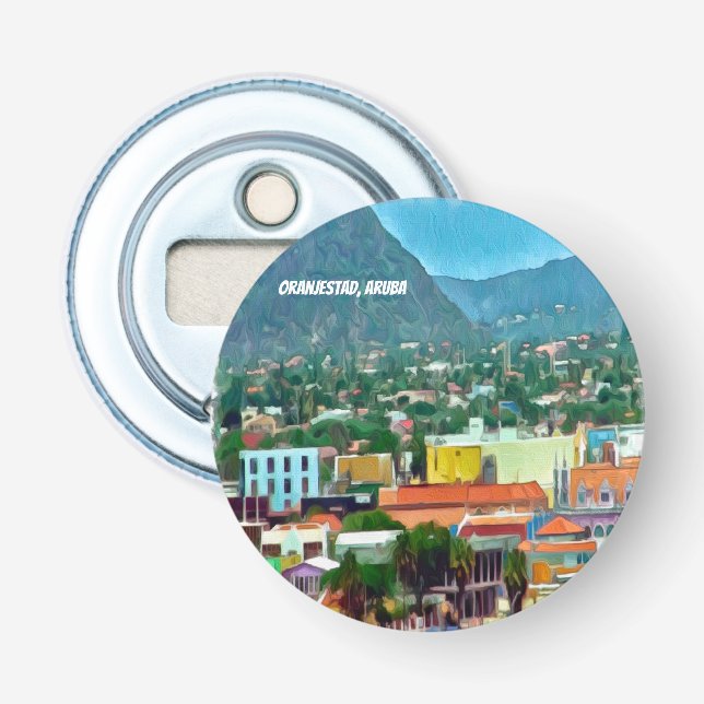 Watercolor Oranjestad, Aruba Bottle Opener (Front)