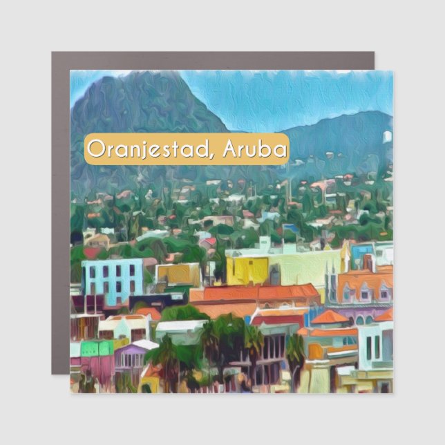 Watercolor Oranjestad, Aruba Car Magnet (Front)