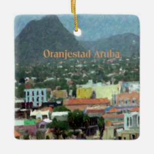 Watercolor Oranjestad, Aruba Ceramic Ornament