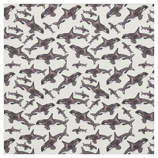 Watercolor Orca Fabric