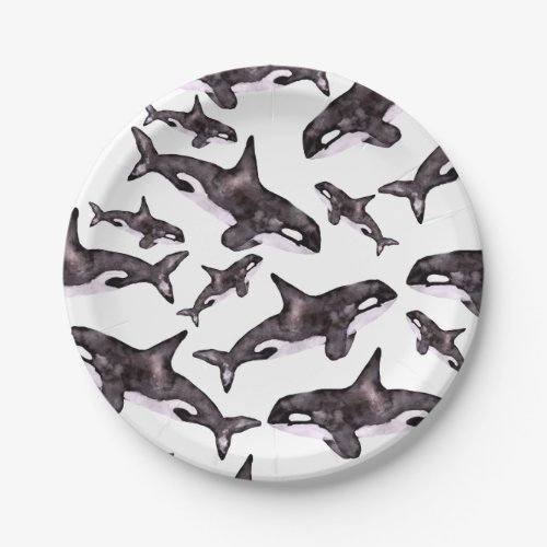 Watercolor Orca Paper Plates