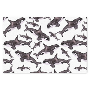 Orcas Killer Whales in the Ocean Patterned Tissue Paper