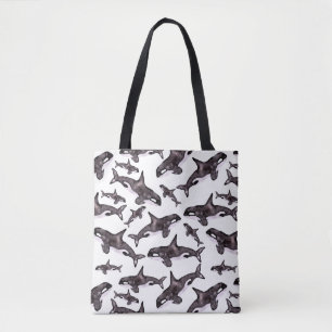Watercolor Orca Tote Bag